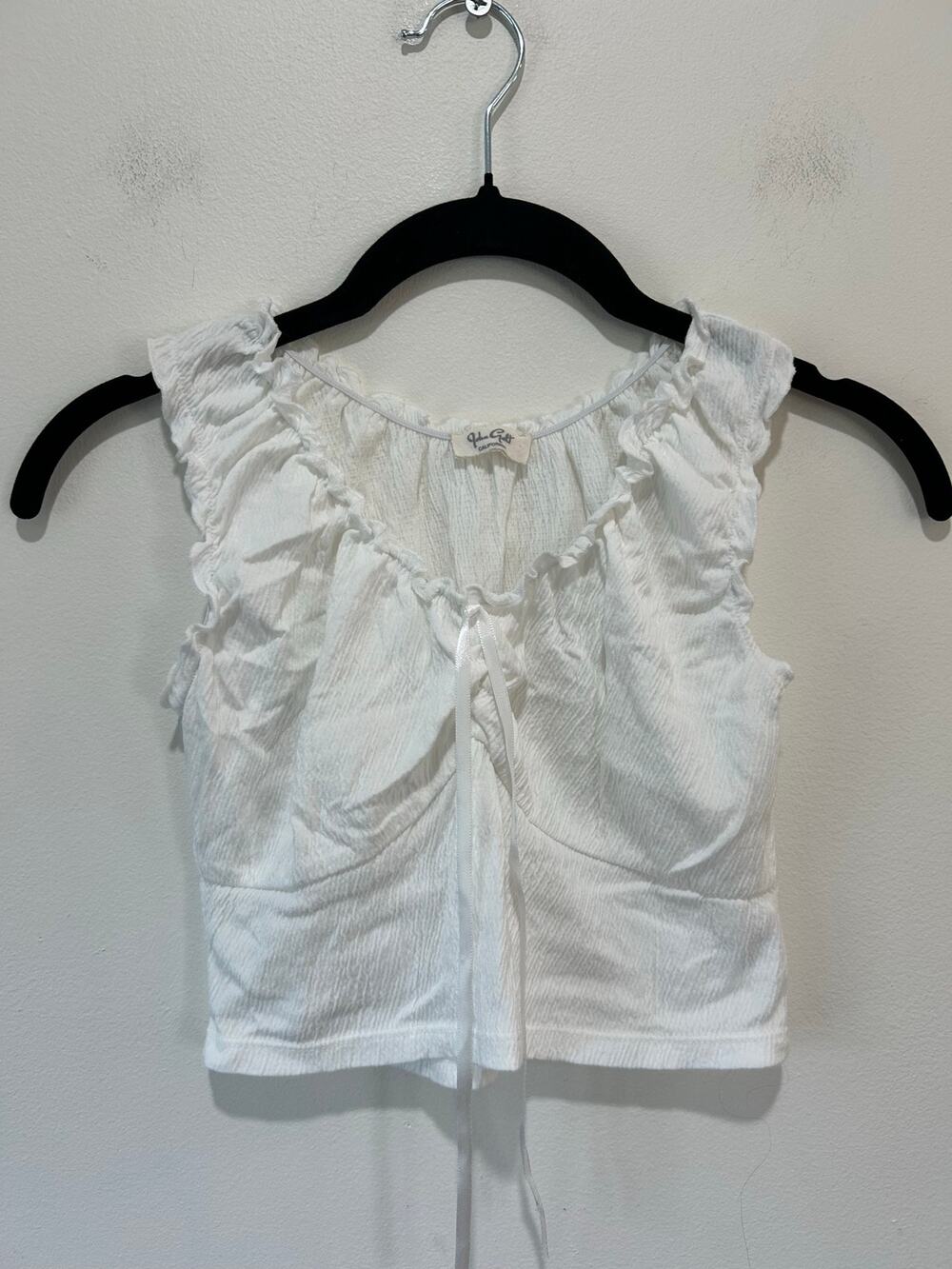 Brandy Melville white top size S cropped ruching John Galt romantic western